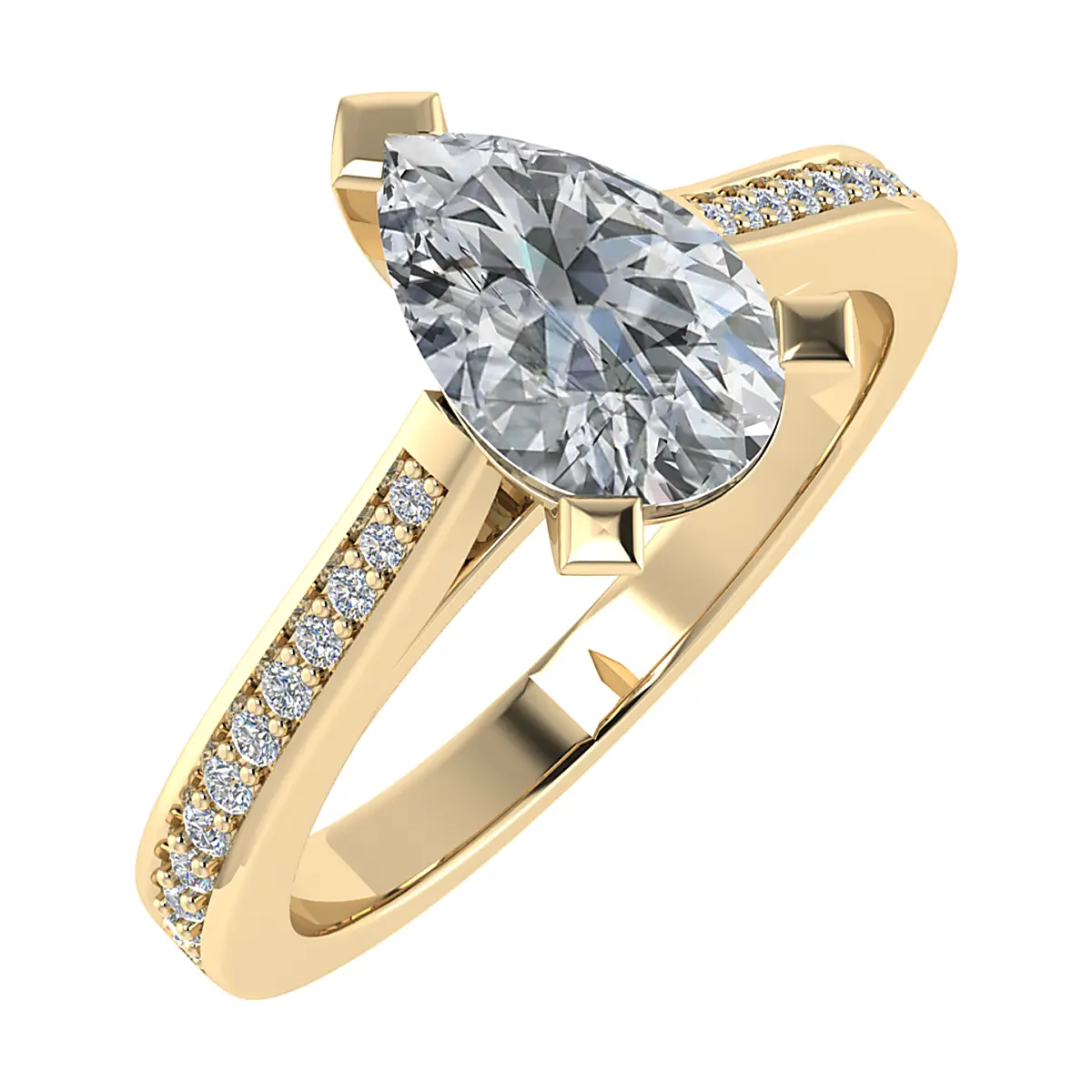Pear-Cut Diamond Solitaire with Diamond Band