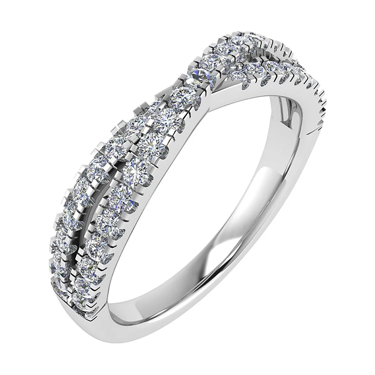 Twisted Crossover Diamond Wedding Ring