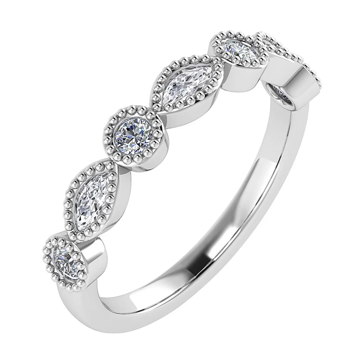 Marquise and Round Diamond Wedding Ring