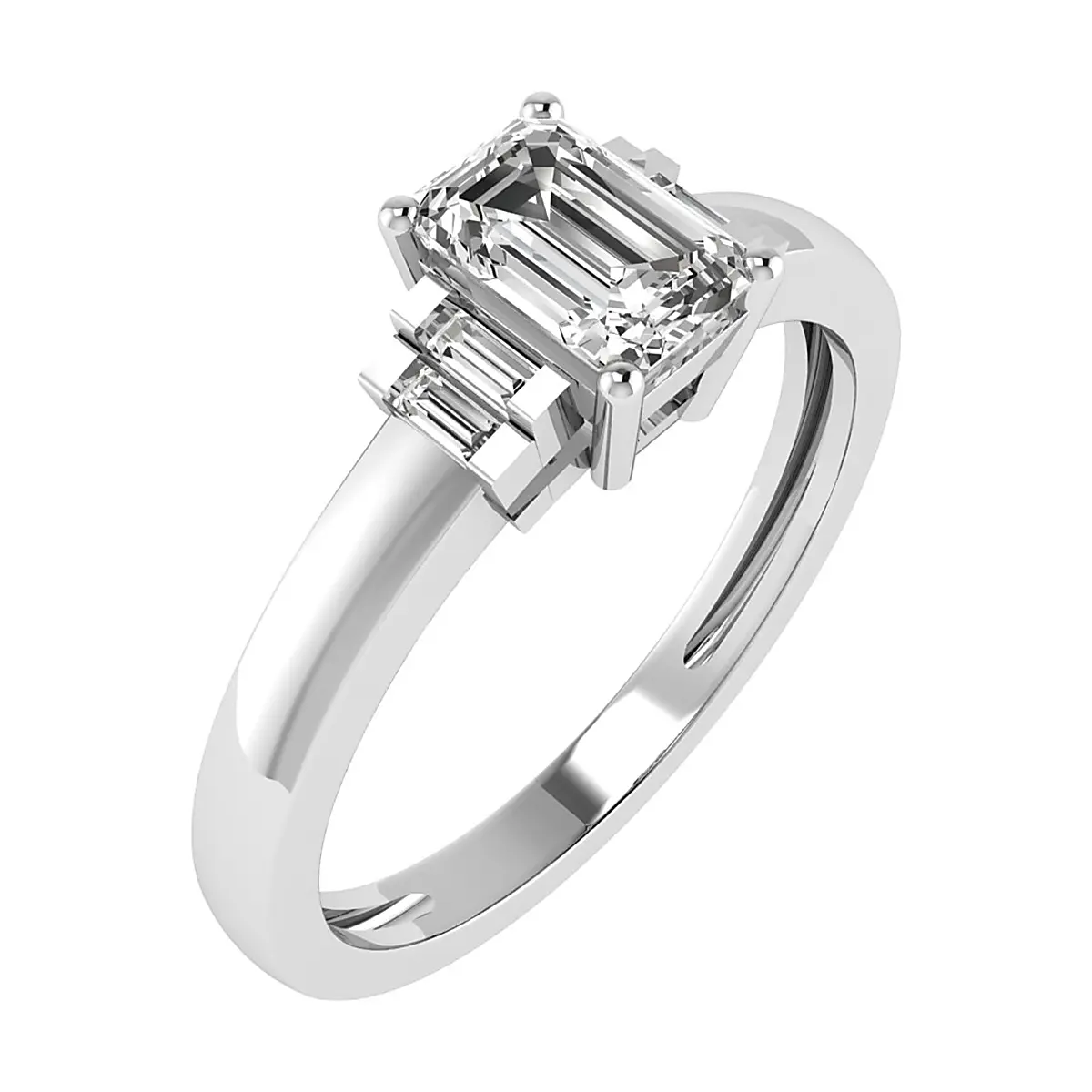 Emerald Cut Three-Stone Engagement Ring